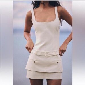 Zara white button mini dress